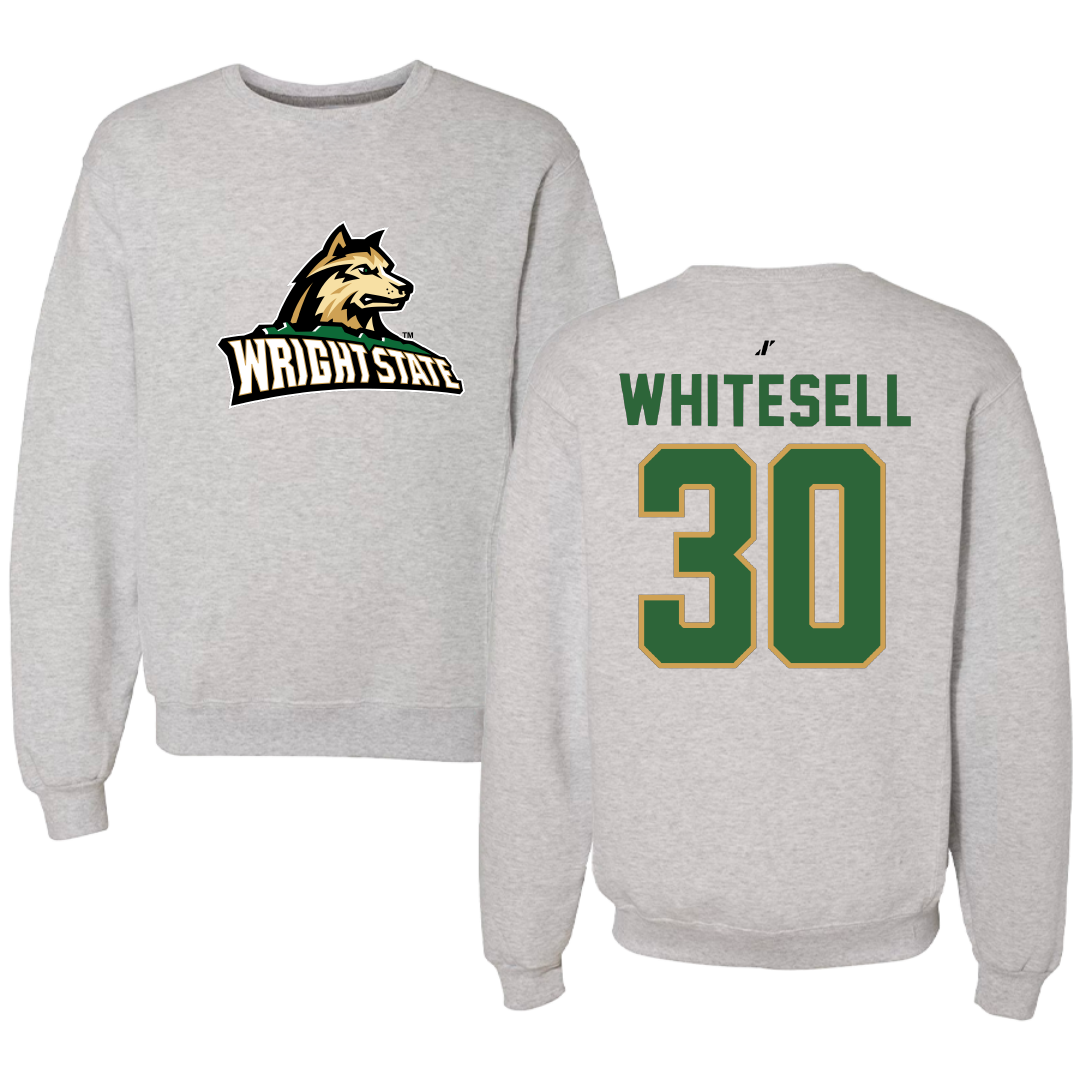 Wright State University Baseball Light Gray Crewneck - #30 Max Whitesell