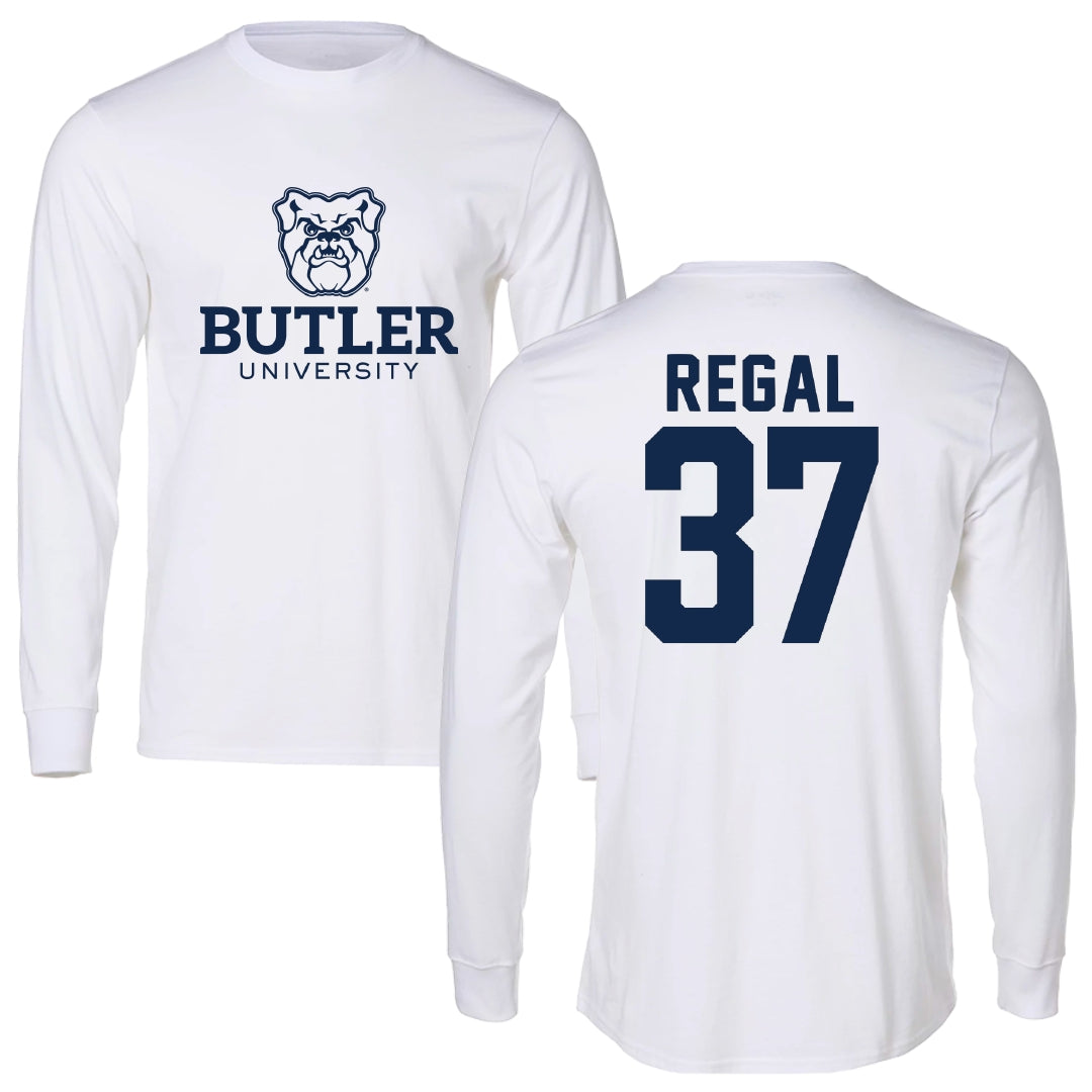 Butler University Baseball White Performance Long Sleeve - #37 Ian Regal