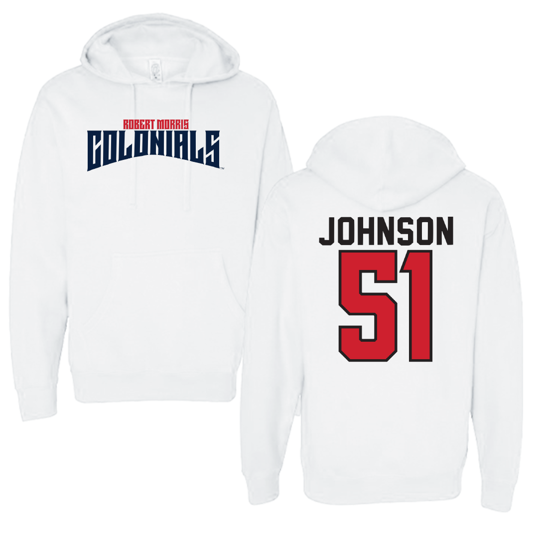 Robert Morris University Football White Classic Hoodie - #51 David Johnson