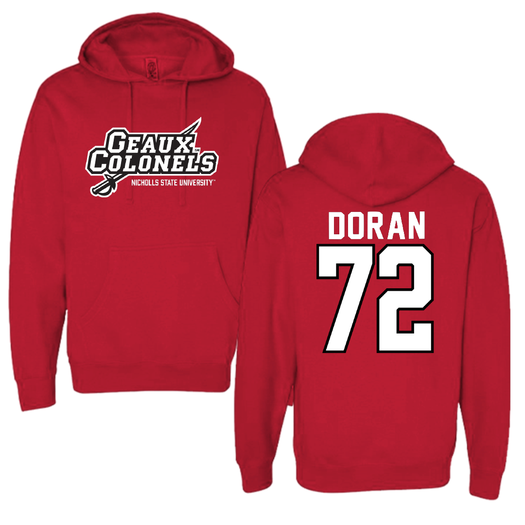 Nicholls State University Football Red General Hoodie - #72 Seth Doran