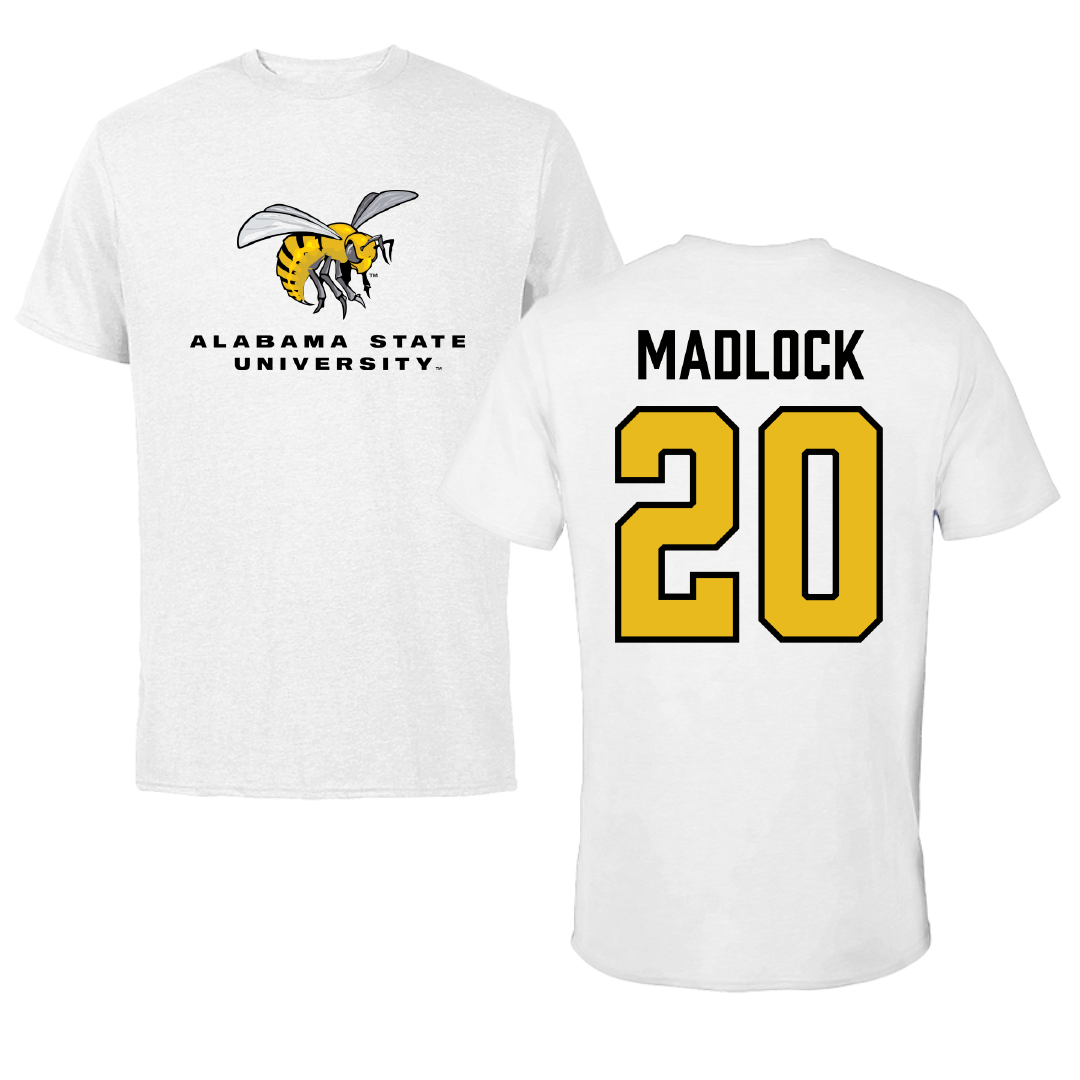 Alabama State University Basketball White Tee - #20 TJ Madlock