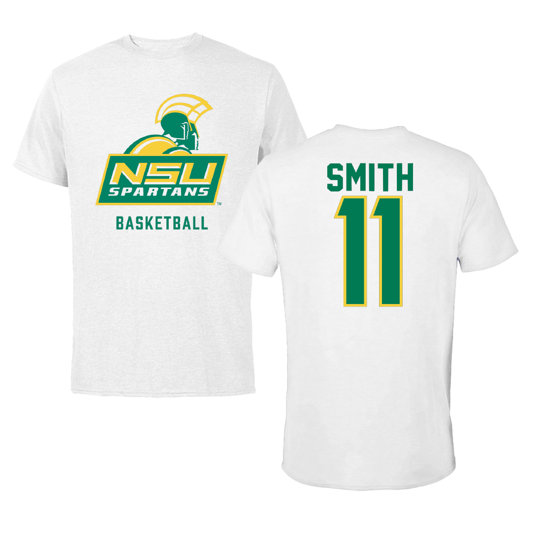 Norfolk State University Basketball White Performance Tee - #11 Amari Smith