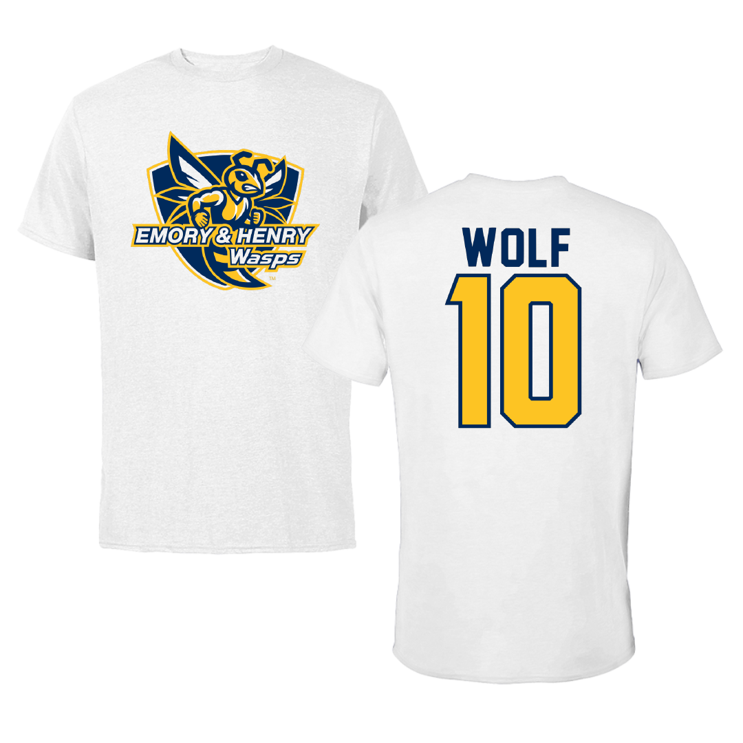 Emory & Henry College Basketball White Tee - #10 Bradlee Wolf