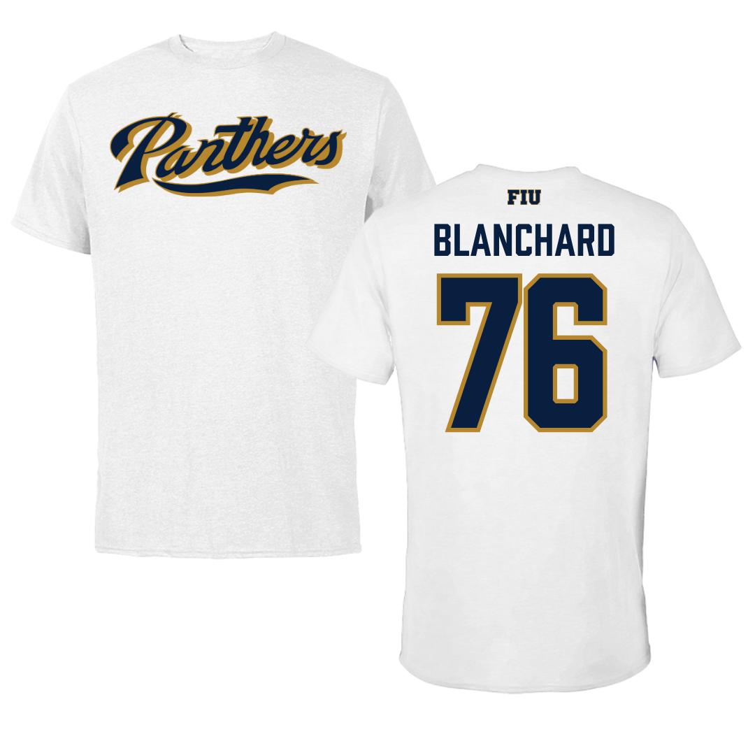 Florida International University Football White Performance Tee - #76 Bo Blanchard