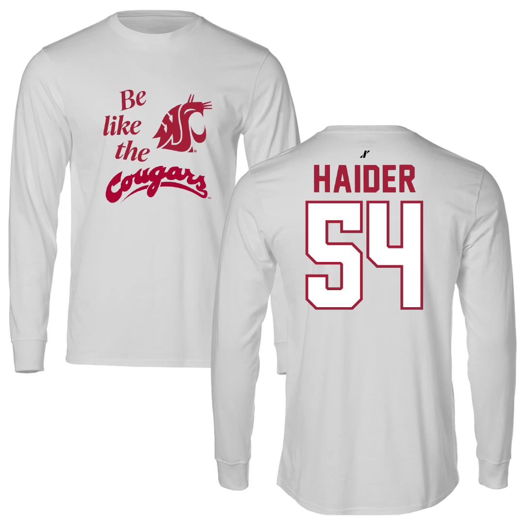 Washington State University Baseball Light Gray Be Like Us Performance Long Sleeve - #54 Rylan Haider