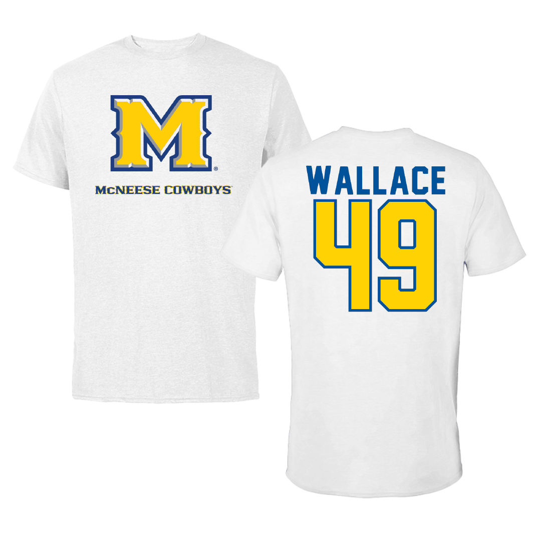 McNeese State University Baseball White Tee - #49 Cade Wallace