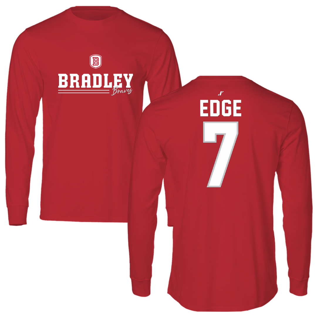 Bradley University Baseball Red General Performance Long Sleeve - #7 Anthony Edge