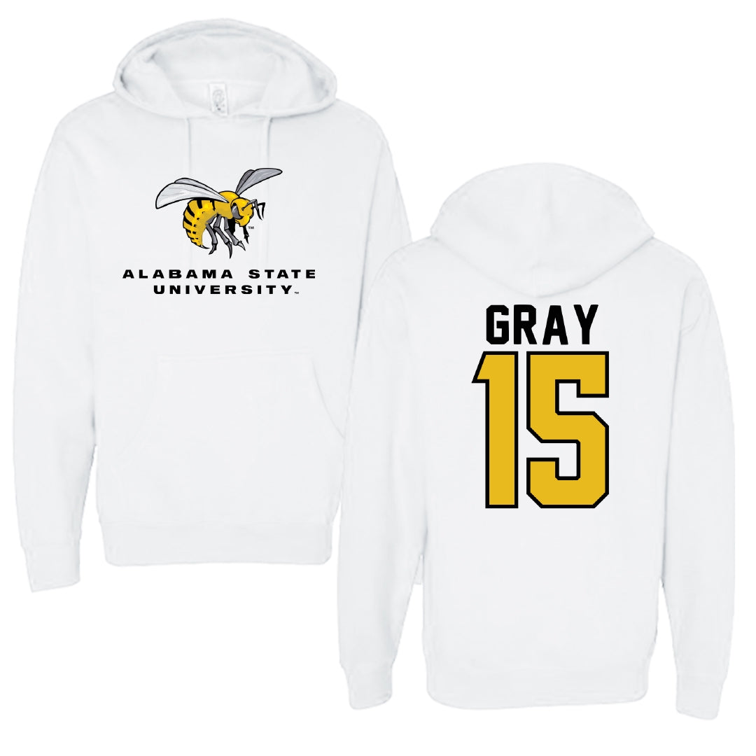 Alabama State University Basketball White Block Hoodie - #15 Ashley Gray