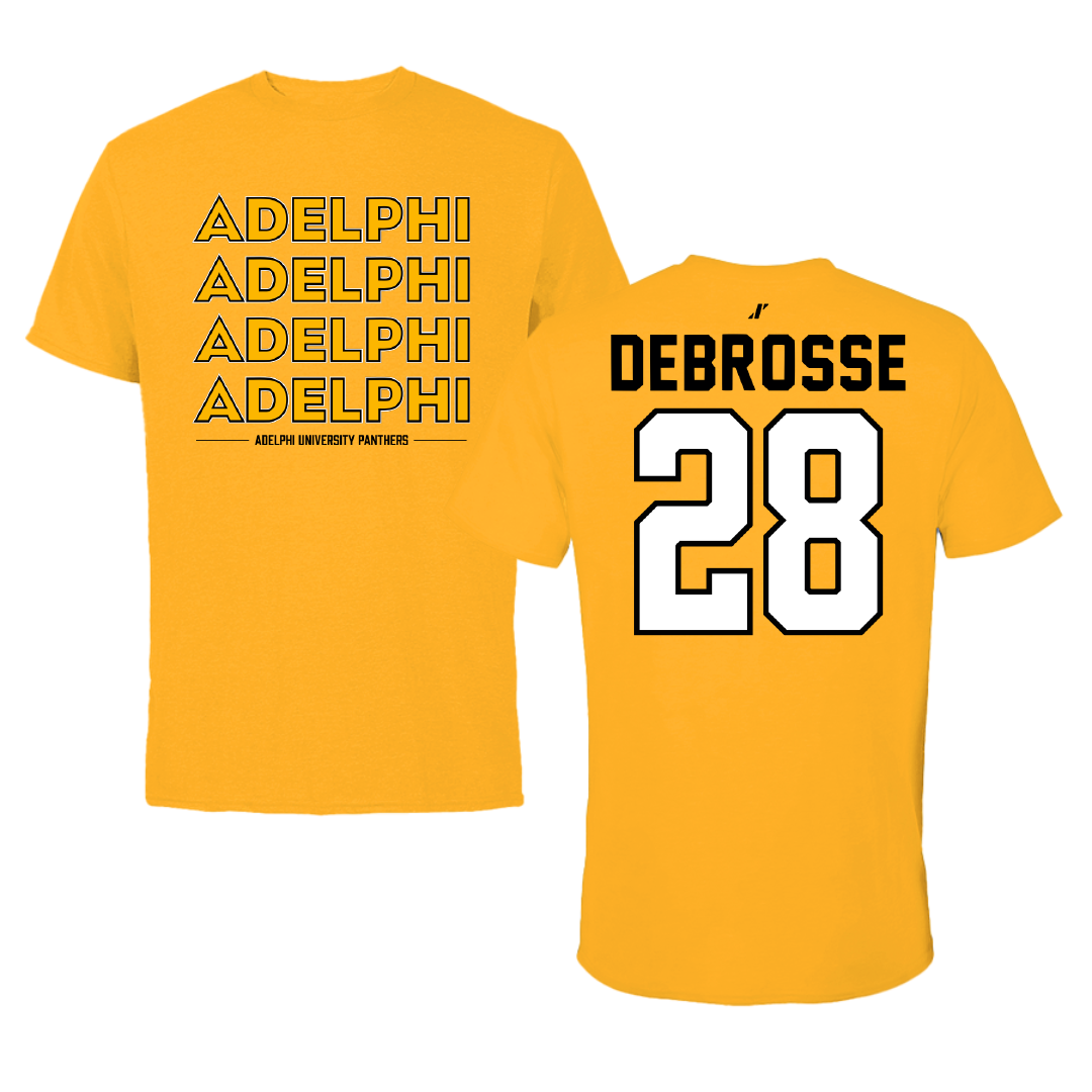 Adelphi University Soccer Gold General Tee - #28 Richard DeBrosse
