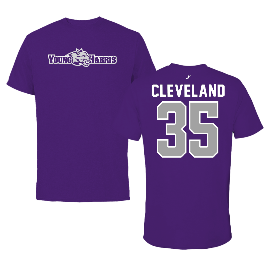 Young Harris College Basketball Purple Tee - #35 Carl Cleveland