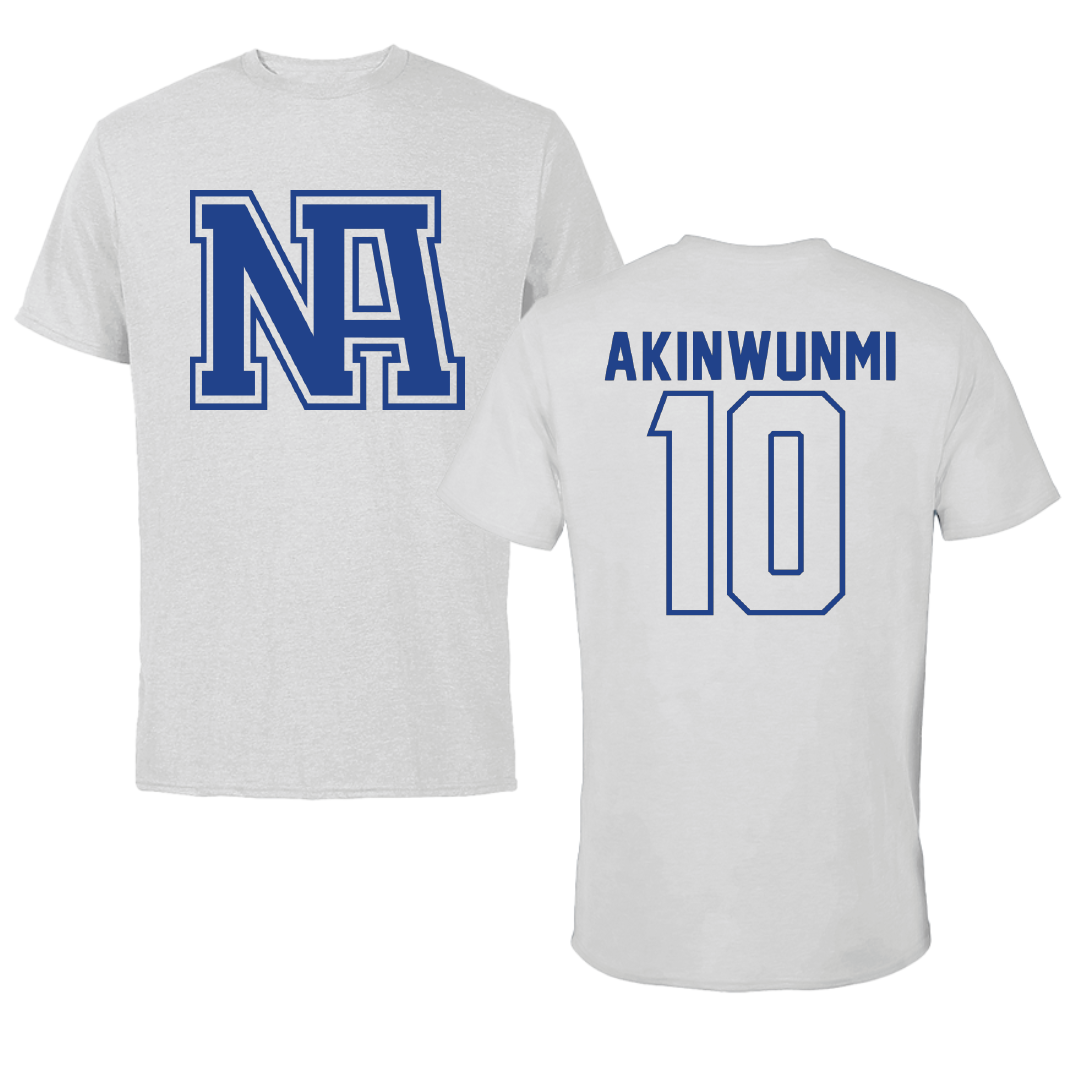 North American University Basketball Light Gray Performance Tee - #10 Gbemi Akinwunmi