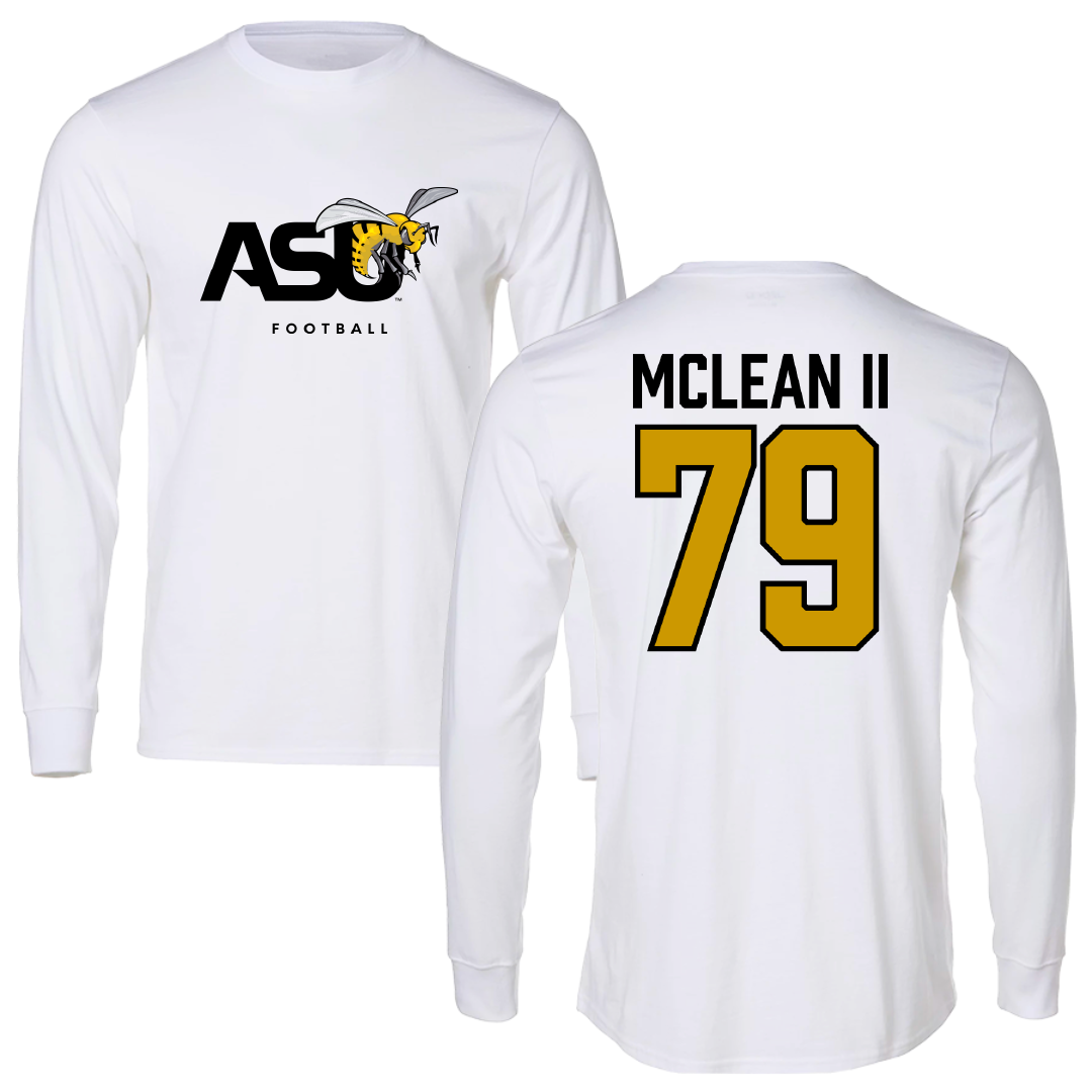Alabama State University Football White Performance Long Sleeve - #79 Phillip McLean II