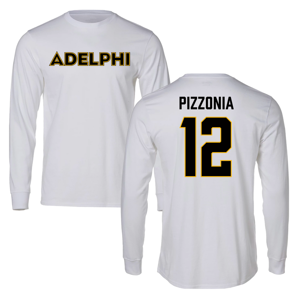 Adelphi University Baseball White Long Sleeve - #12 Greyson Pizzonia