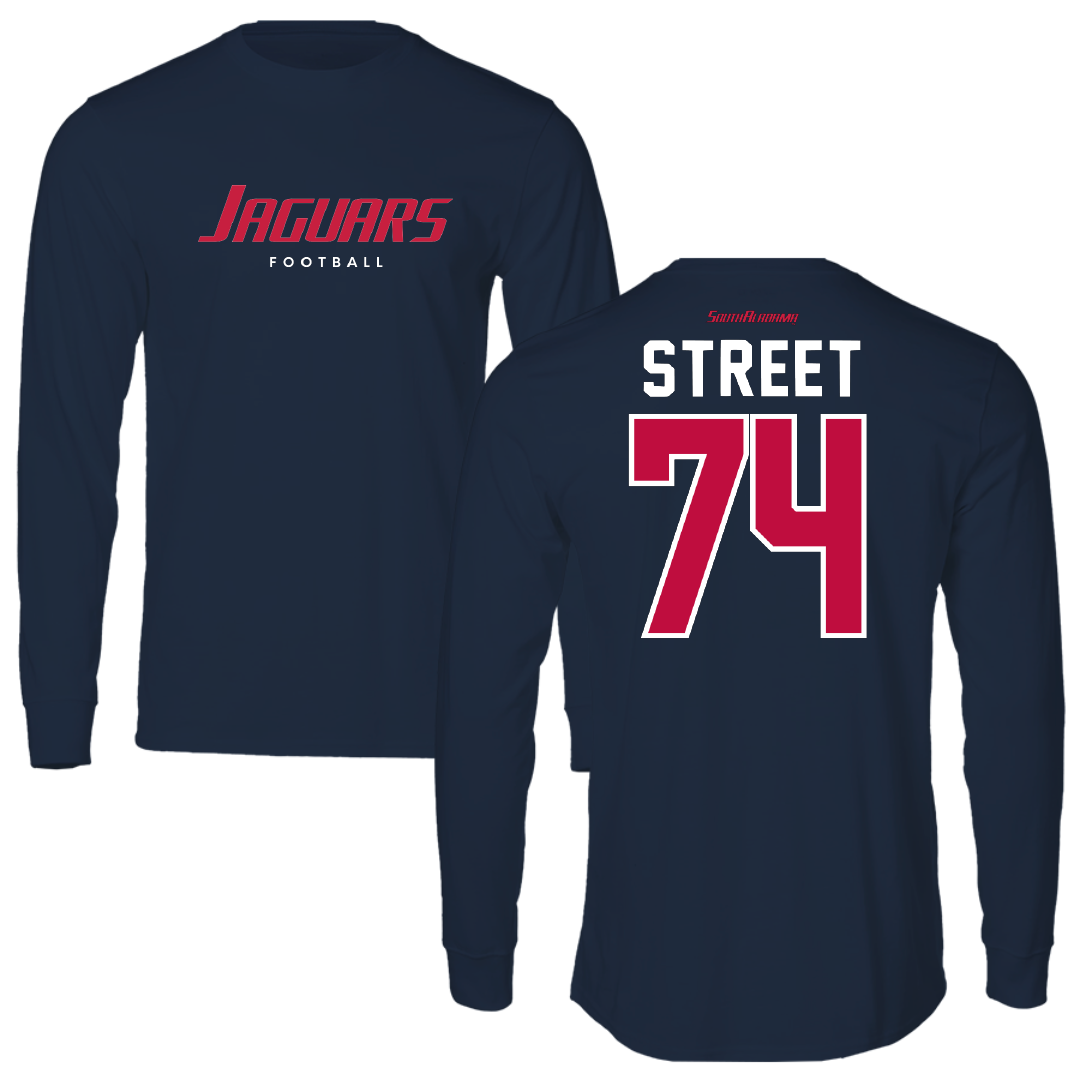 University of South Alabama Football Navy Performance Long Sleeve - #74 Johnathan Street