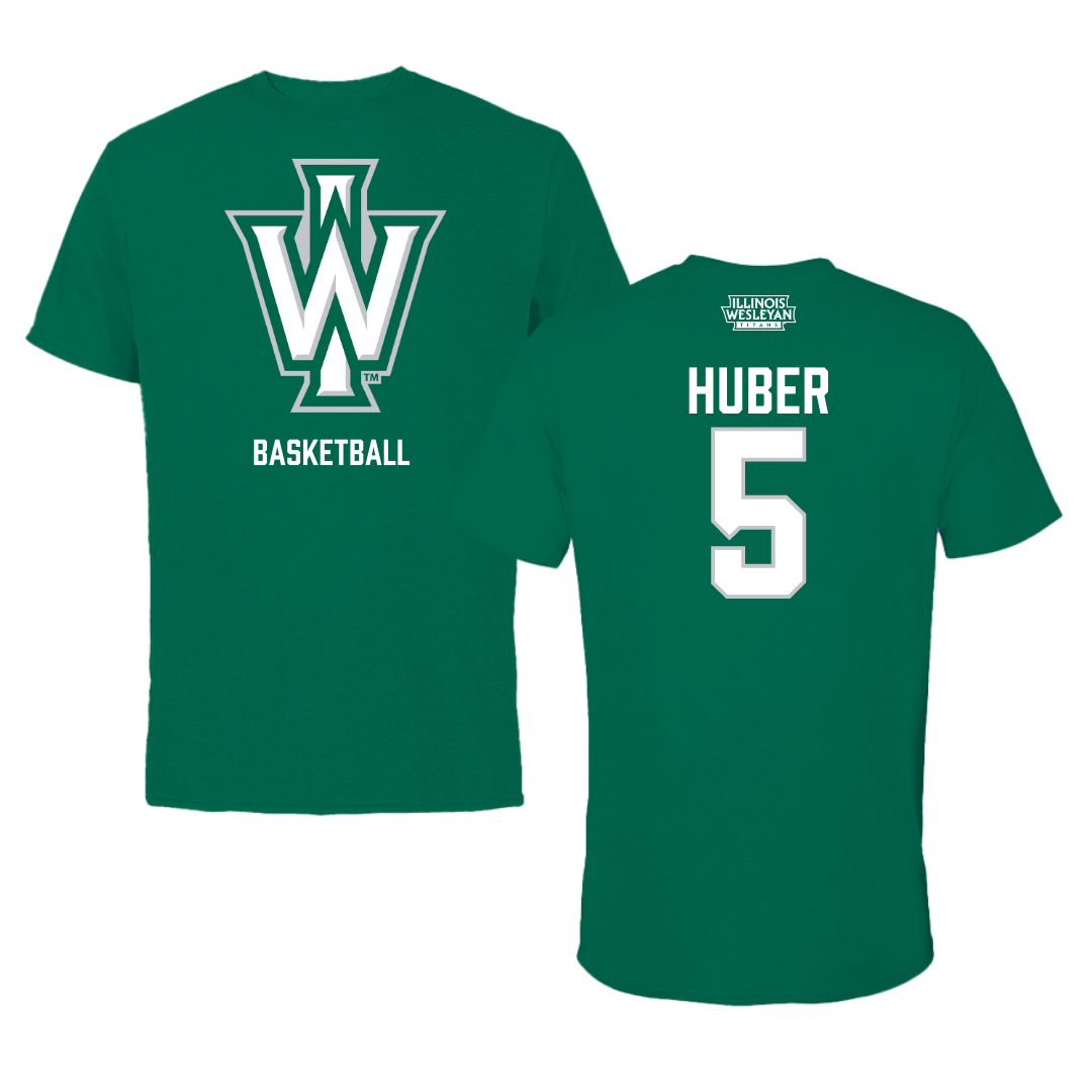 Illinois Wesleyan University Basketball Green Tee - #5 Lauren Huber