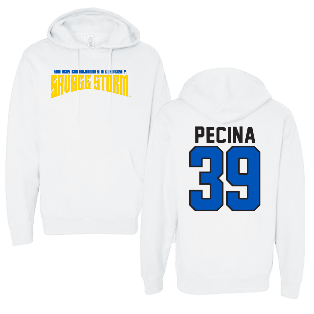 Southeastern Oklahoma State University Baseball White Classic Hoodie - #39 Parker Pecina