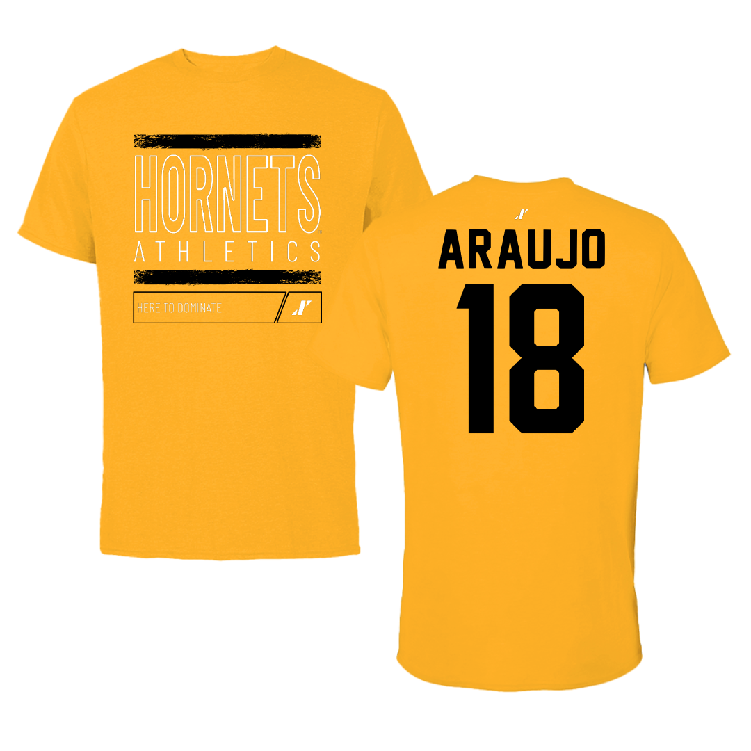 Alabama State University Baseball Gold Dominate Performance Tee - #18 Caio Araujo