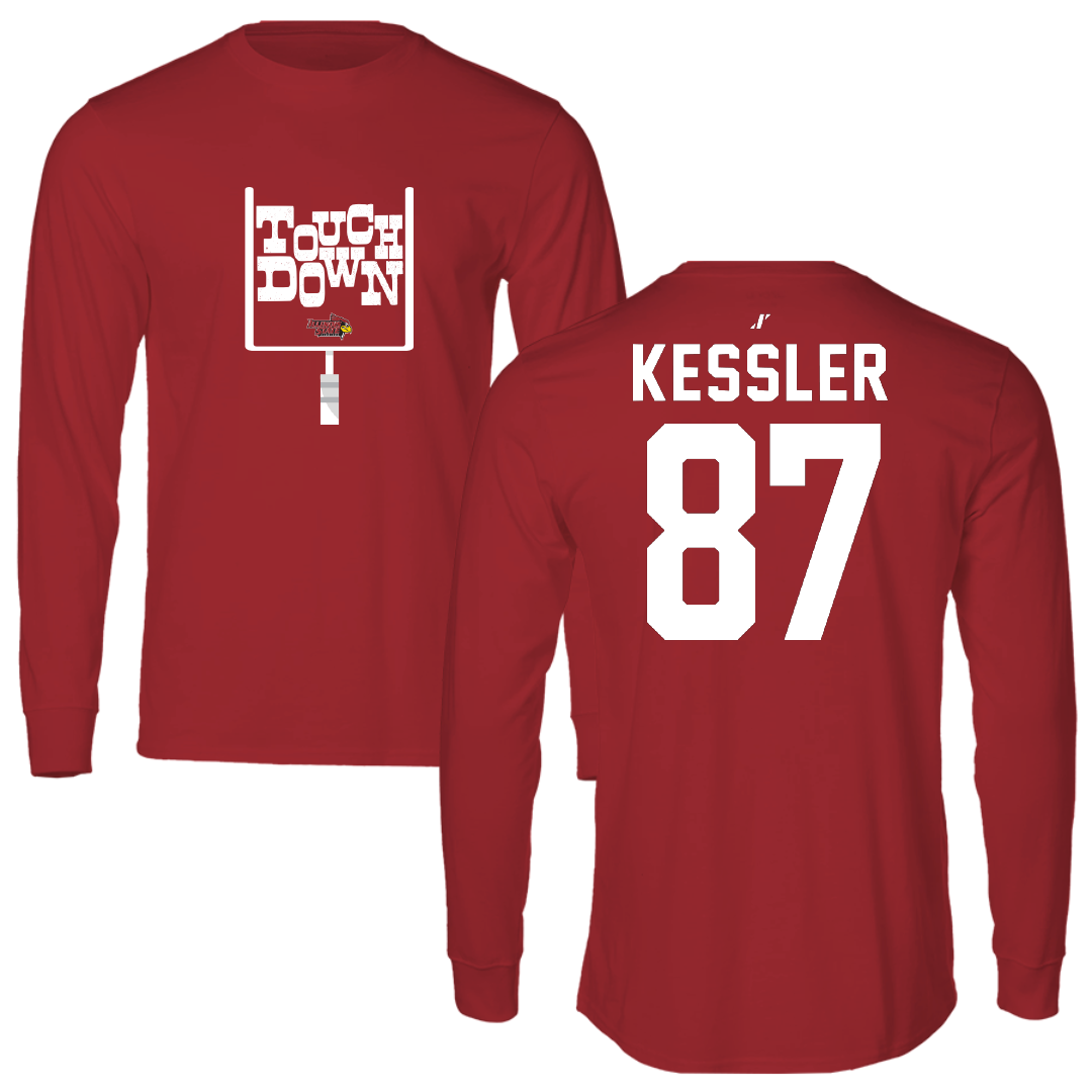 Illinois State University Football Canvas Red Touchdown Long Sleeve - #87 Nick Kessler