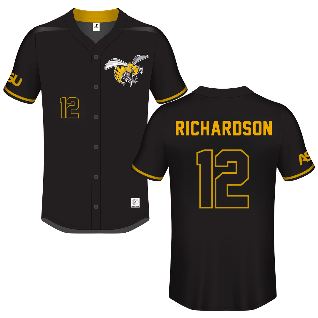 Alabama State University Black Button-Down Jersey - #12 Leah Richardson