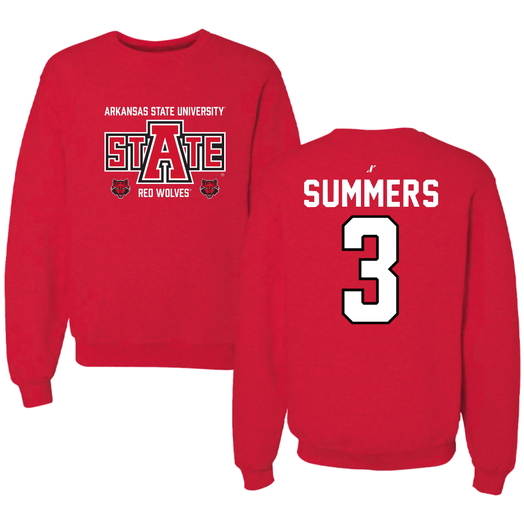 Arkansas State University Football Red General Crewneck - #3 Hunter Summers