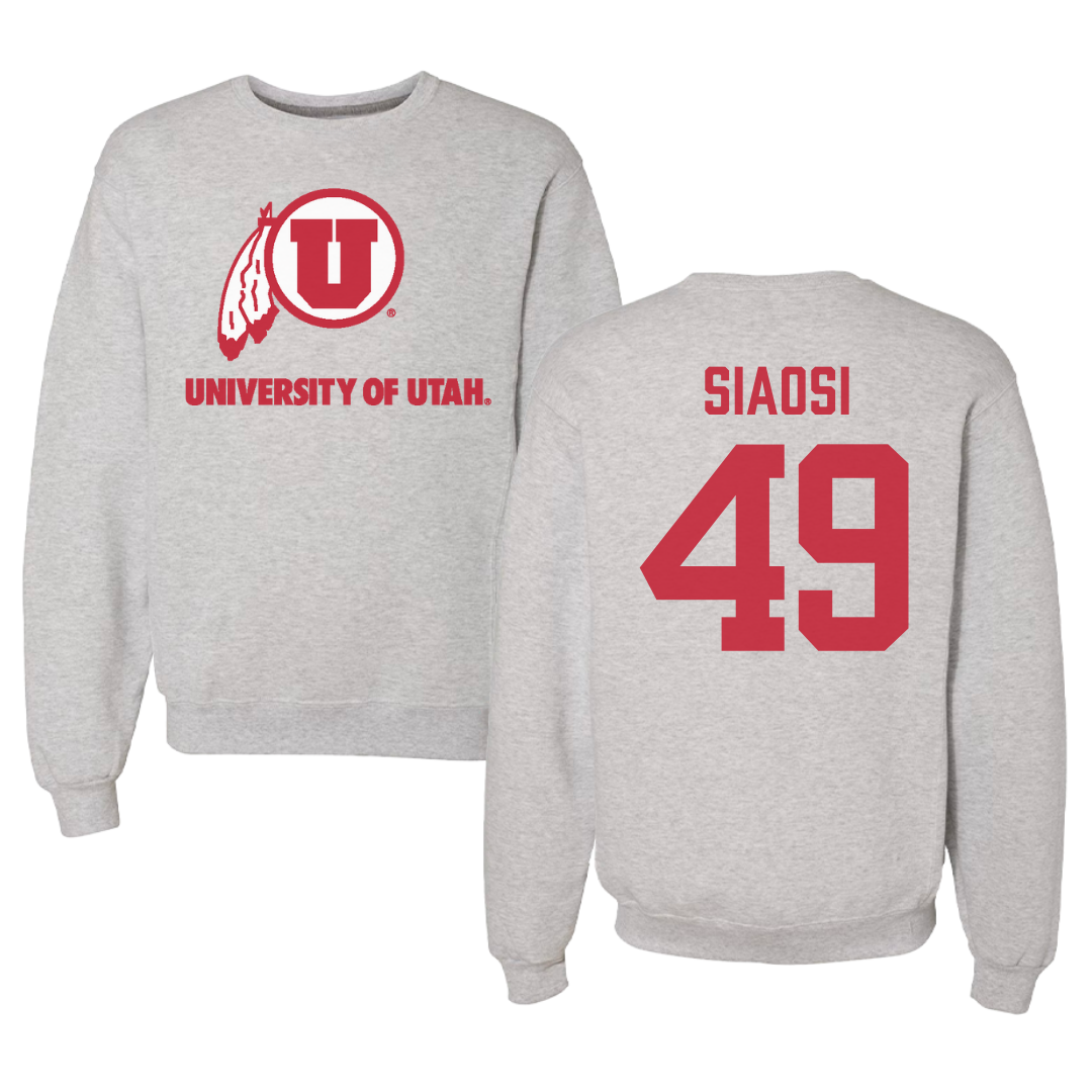 University of Utah Football Gray Crewneck - #49 Jason Siaosi