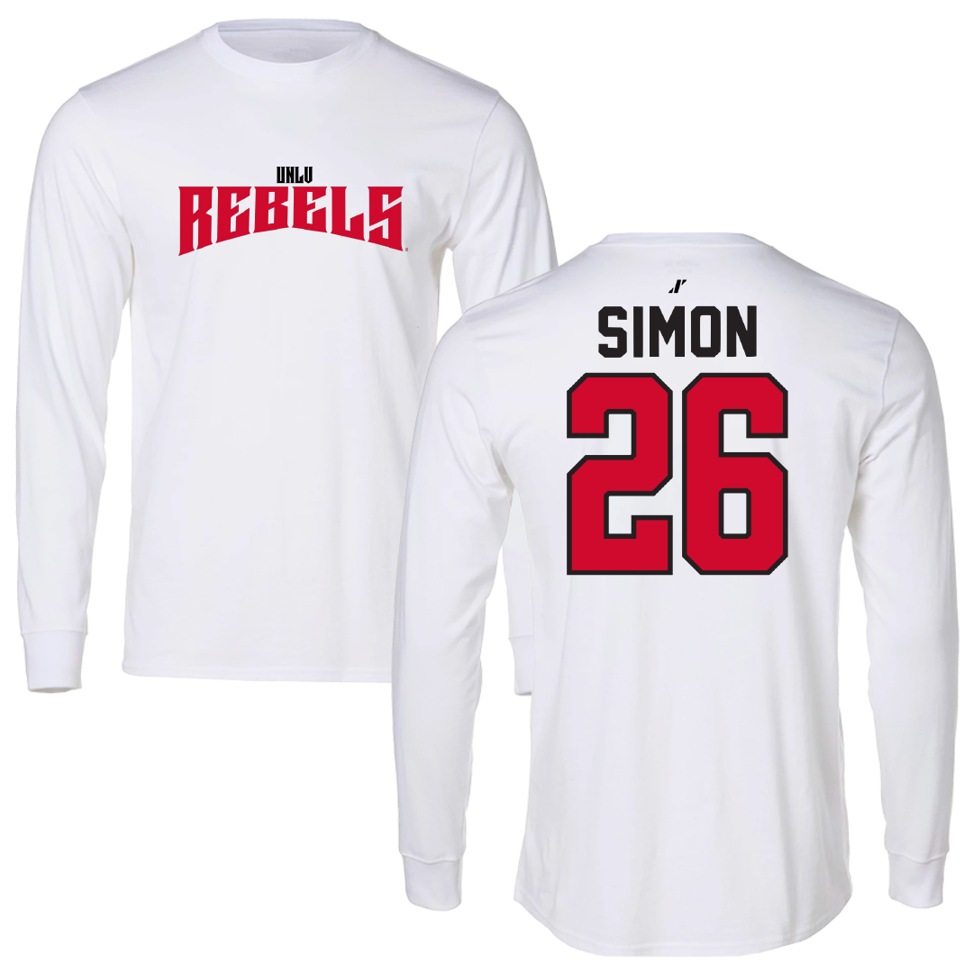 University of Nevada-Las Vegas Baseball White Classic Performance Long Sleeve - #26 Sam Simon