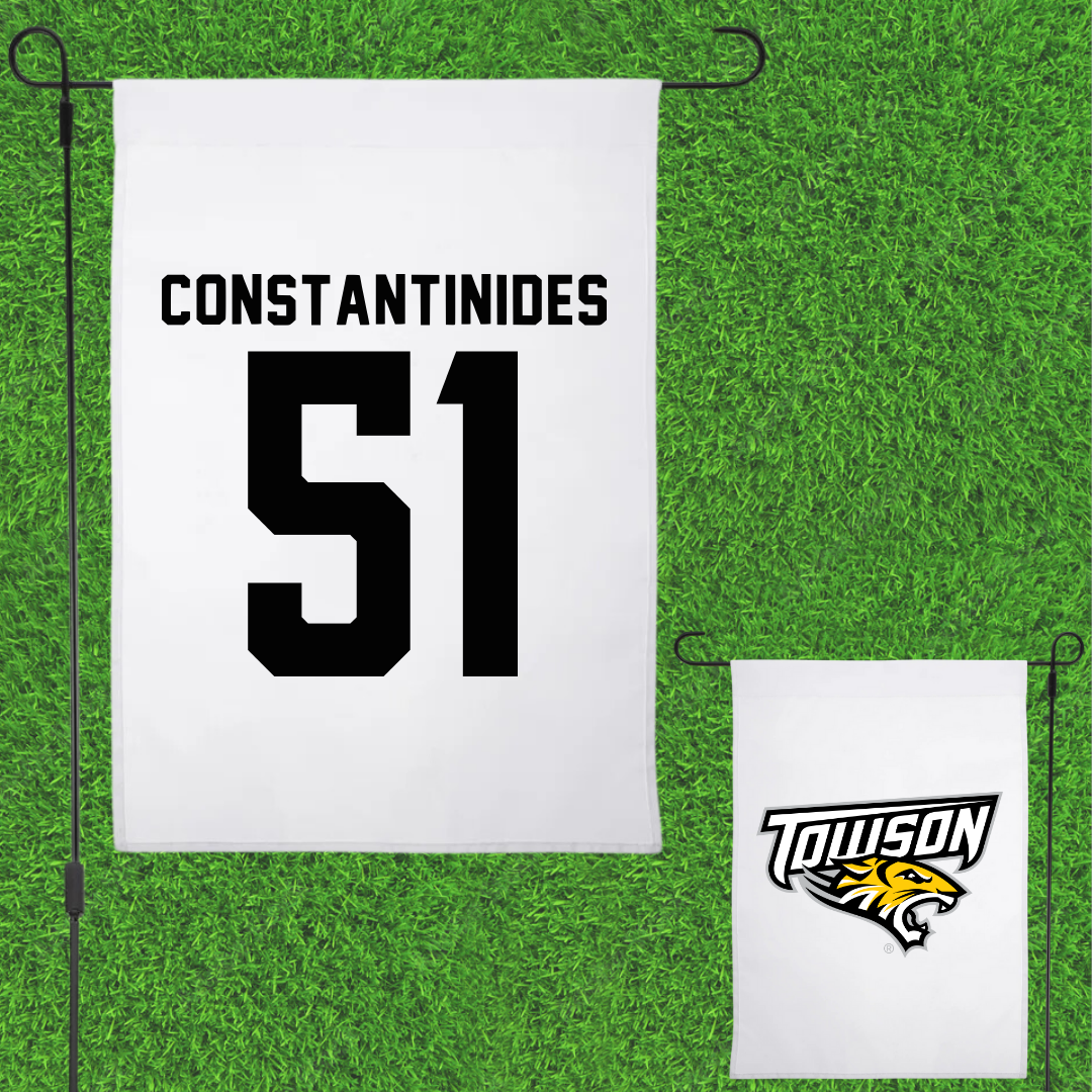 Towson University Lacrosse White Garden Flag - #51 Matt Constantinides