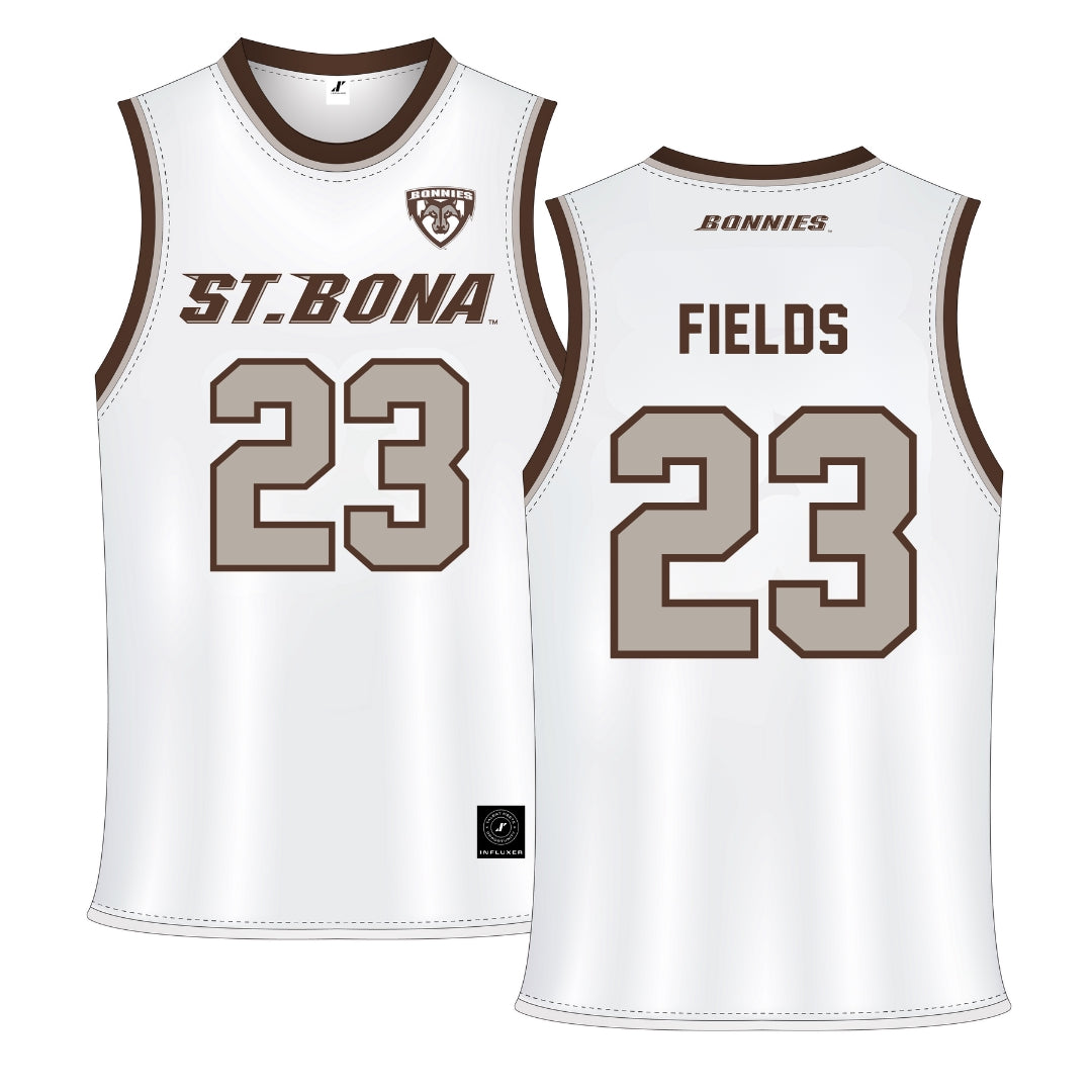 St. Bonaventure University White Basketball Jersey - #24 Payton Fields