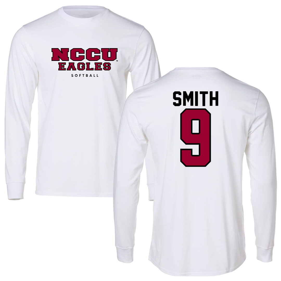 North Carolina Central University Softball White Long Sleeve - #9 Kendall Smith