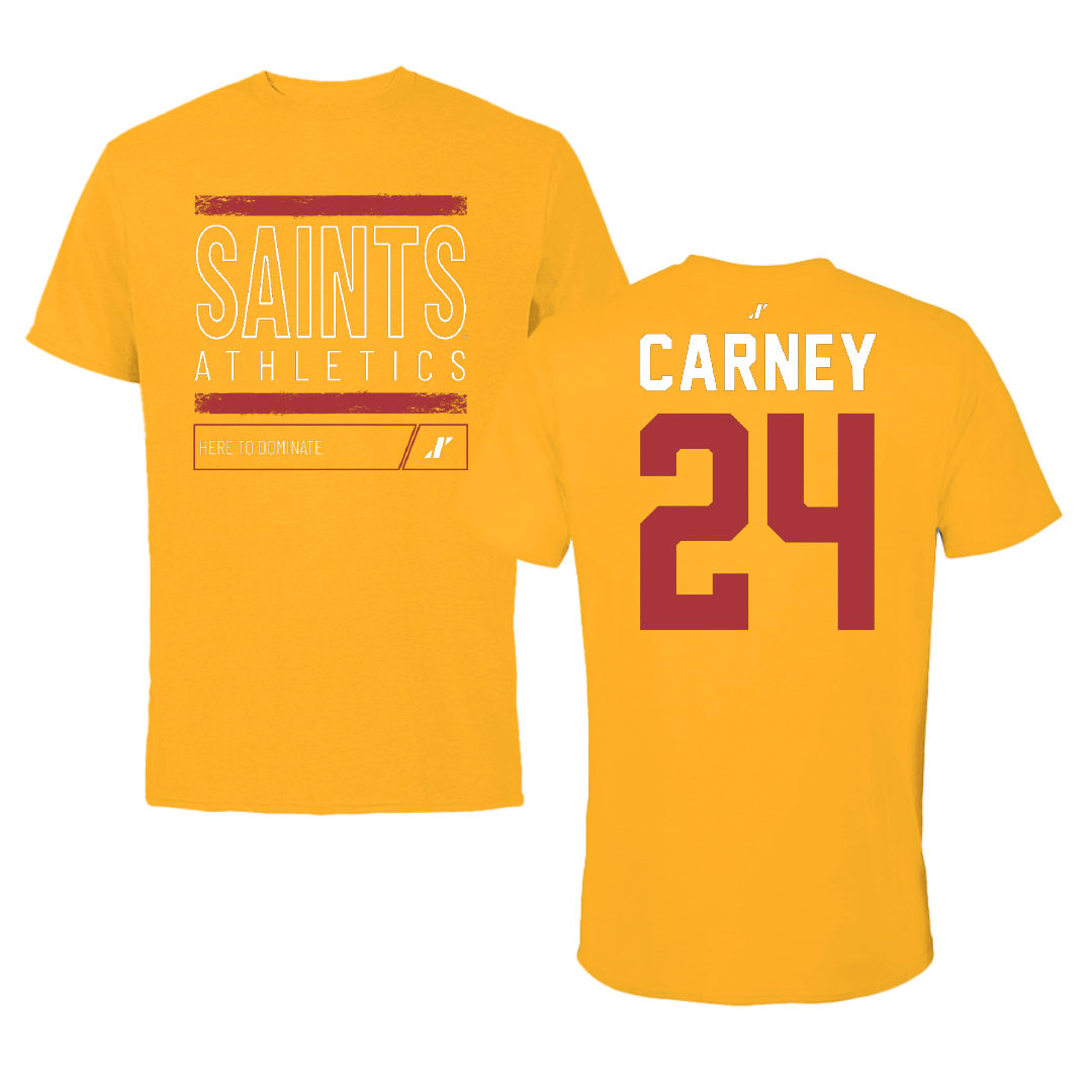 Flagler College Basketball Gold Dominate Tee - #24 Brandon Carney