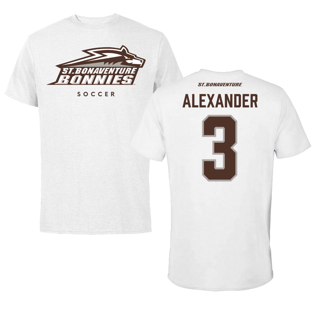 St. Bonaventure University Soccer White Tee - #3 Chanel Alexander