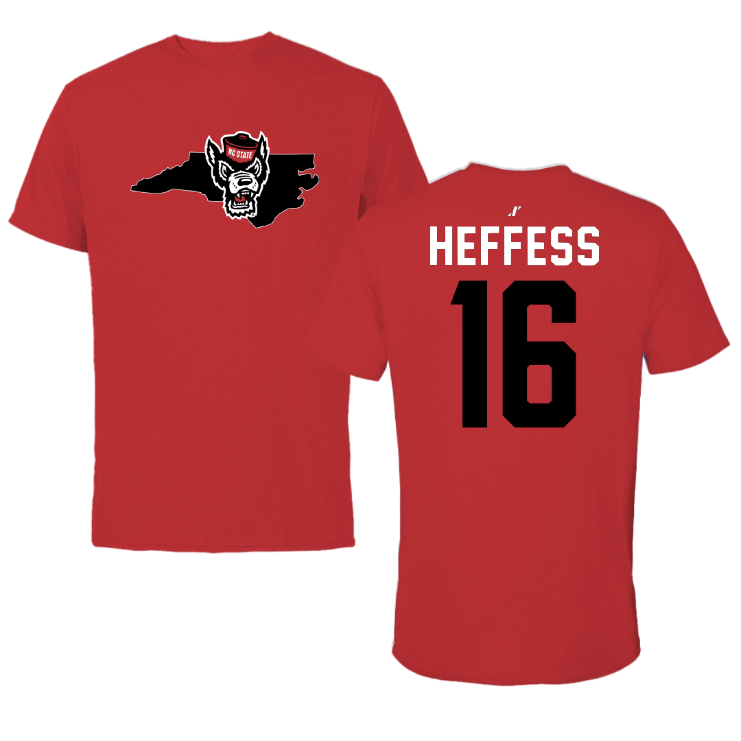 North Carolina State University Soccer Red State Performance Tee - #16 Isaac Heffess