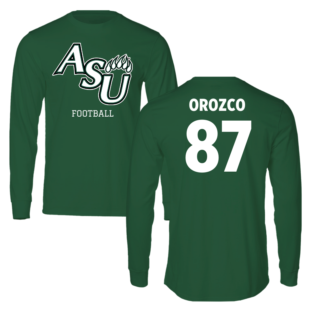 Adams State University Football Forest Green Block Long Sleeve - #87 Damien Orozco