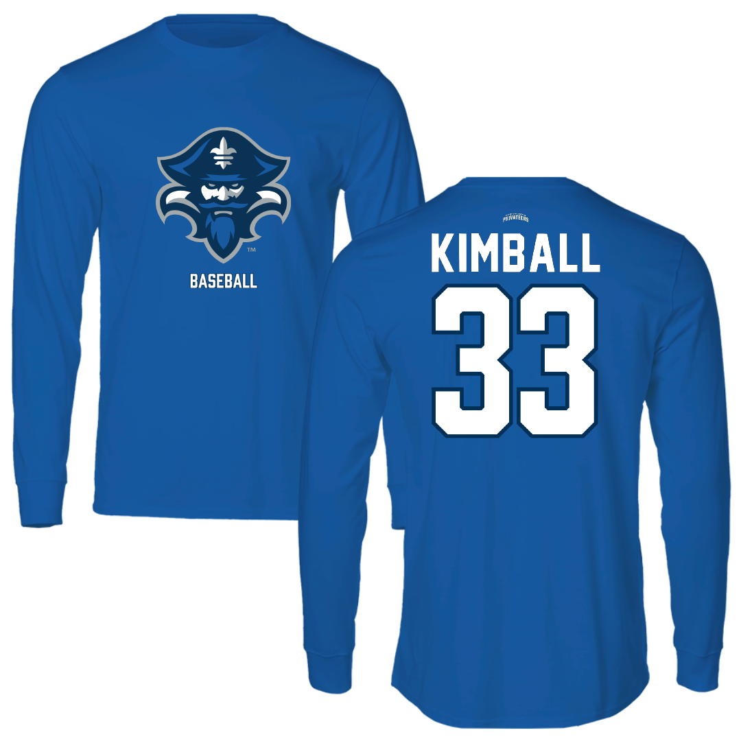 University of New Orleans Baseball Blue Performance Long Sleeve - #33 Carson Kimball
