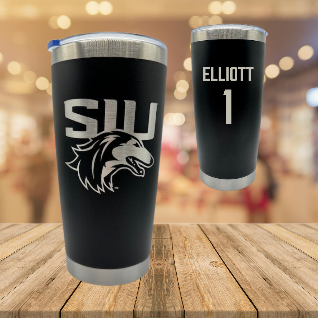 Southern Illinois University at Carbondale Football Black Stainless Steel Tumbler - #1 Romeir Elliott