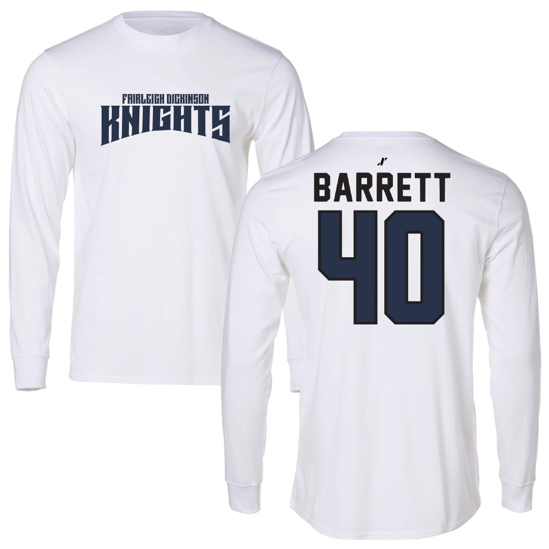 Fairleigh Dickinson University-Metropolitan Campus Baseball White Classic Performance Long Sleeve - #40 Ian Barrett