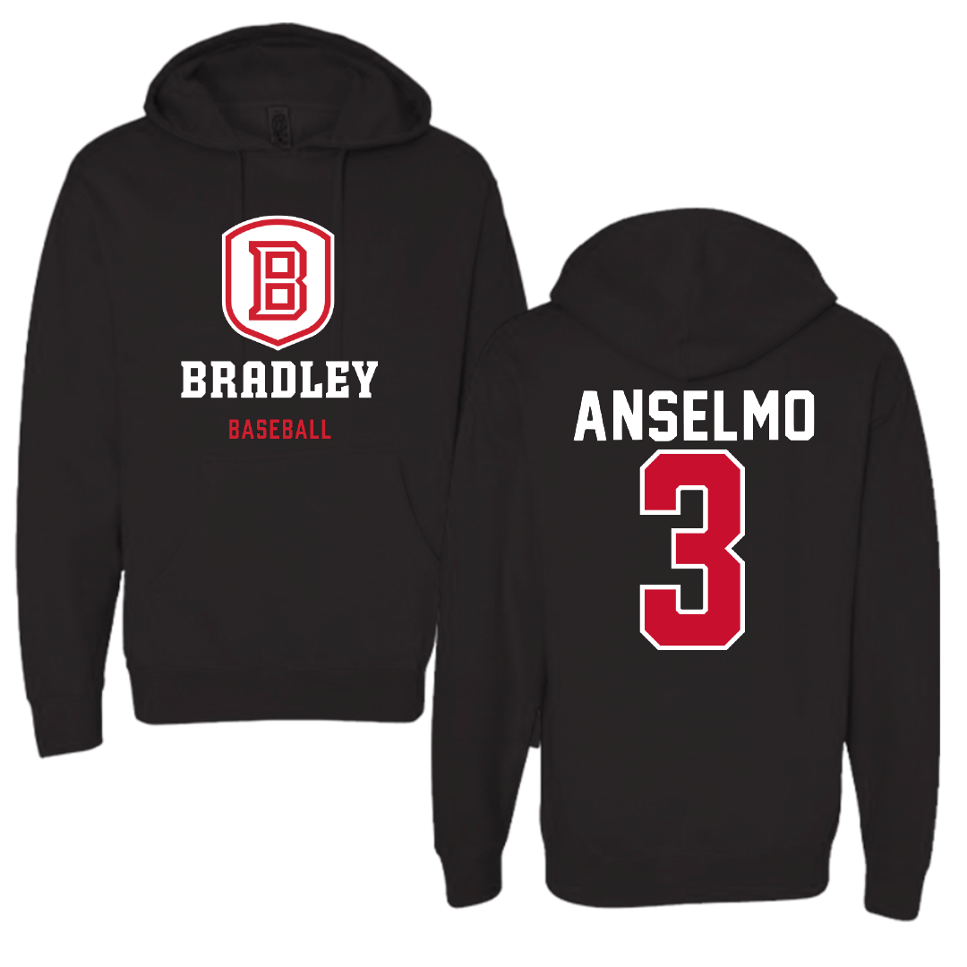 Bradley University Baseball Black Hoodie - #3 Dominic Anselmo