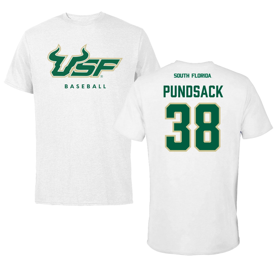 University of South Florida Baseball White Performance Tee - #38 Caleb Pundsack