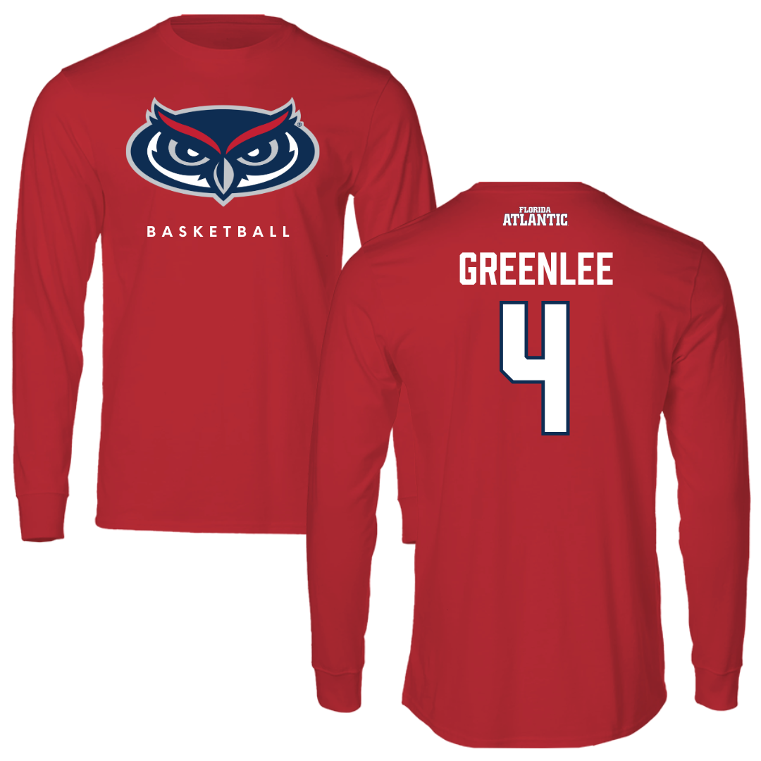 Florida Atlantic University Basketball Red Long Sleeve - #4 Bryan Greenlee