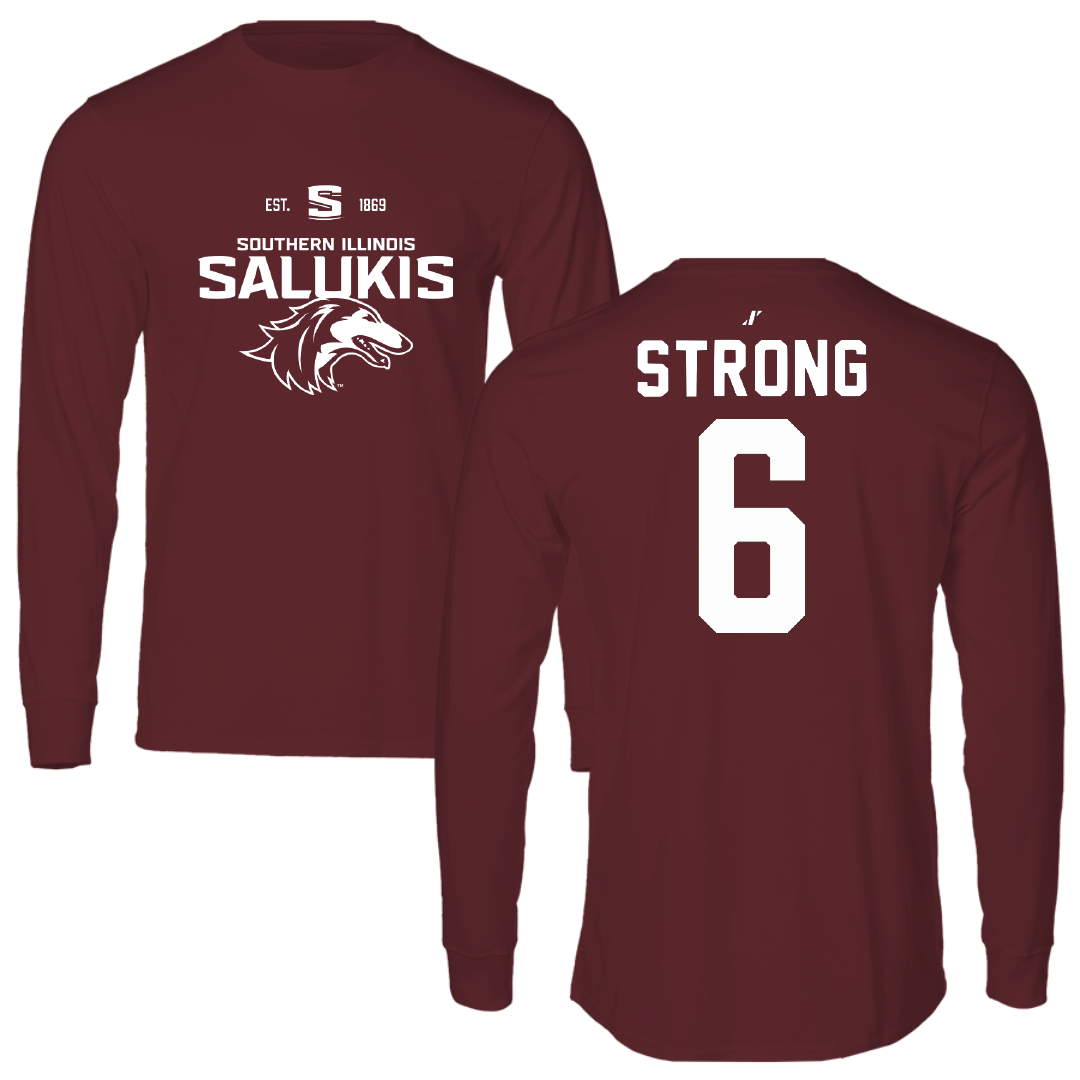 Southern Illinois University at Carbondale Football Maroon General Performance Long Sleeve - #6 Justin Strong