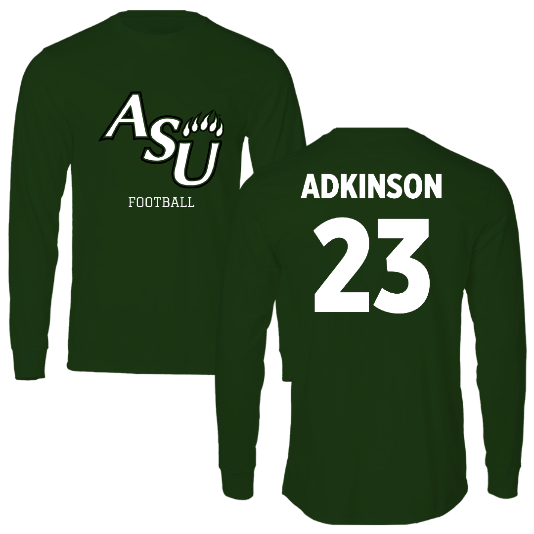 Adams State University Football Forest Green Block Long Sleeve - #23 Jason Adkinson