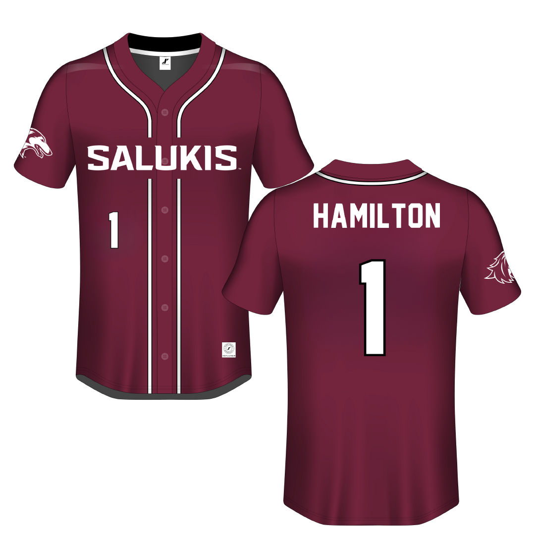 Southern Illinois University at Carbondale Maroon Button-Down Jersey - #1 Rylie Hamilton