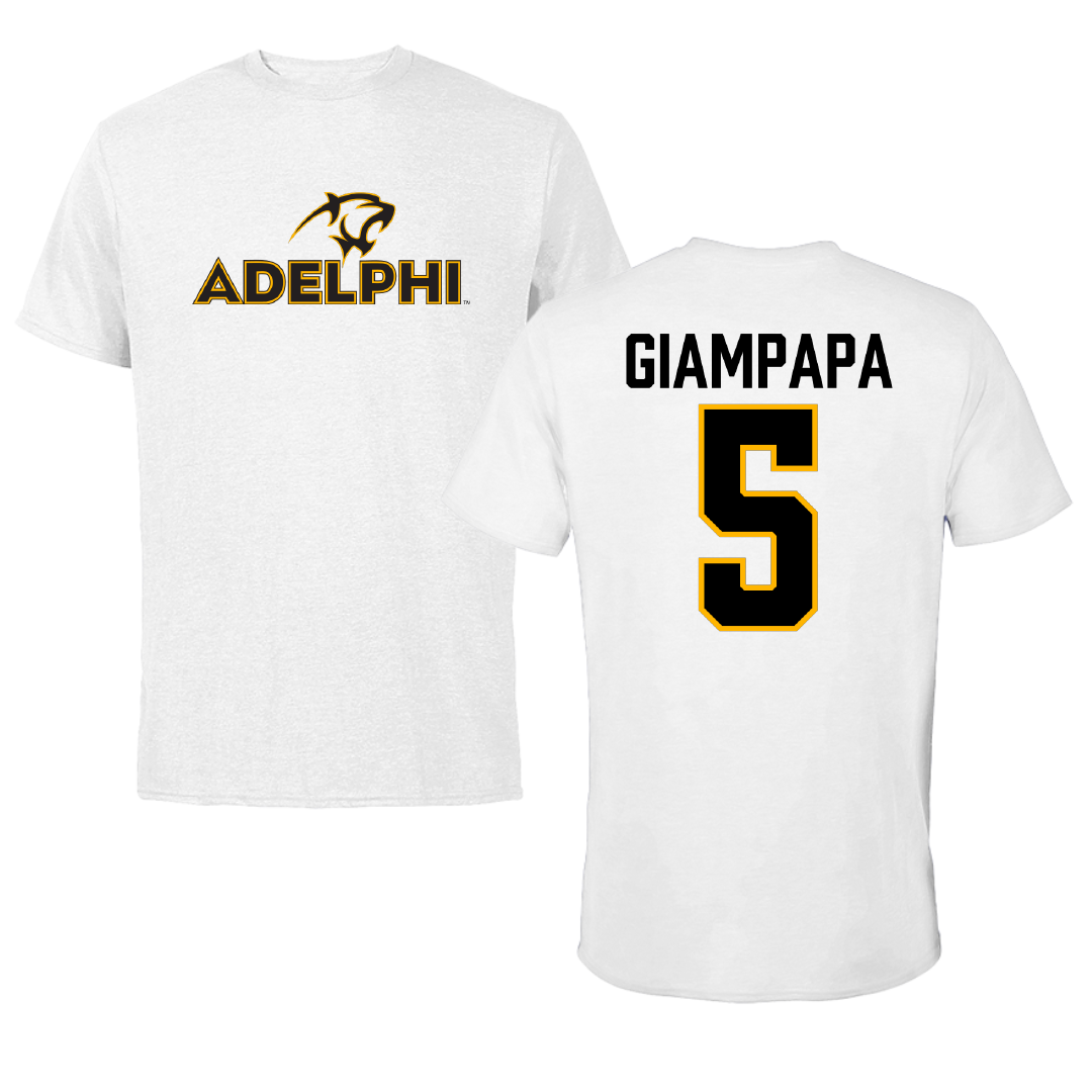 Adelphi University Bowling White Performance Tee - #5 Giana Giampapa