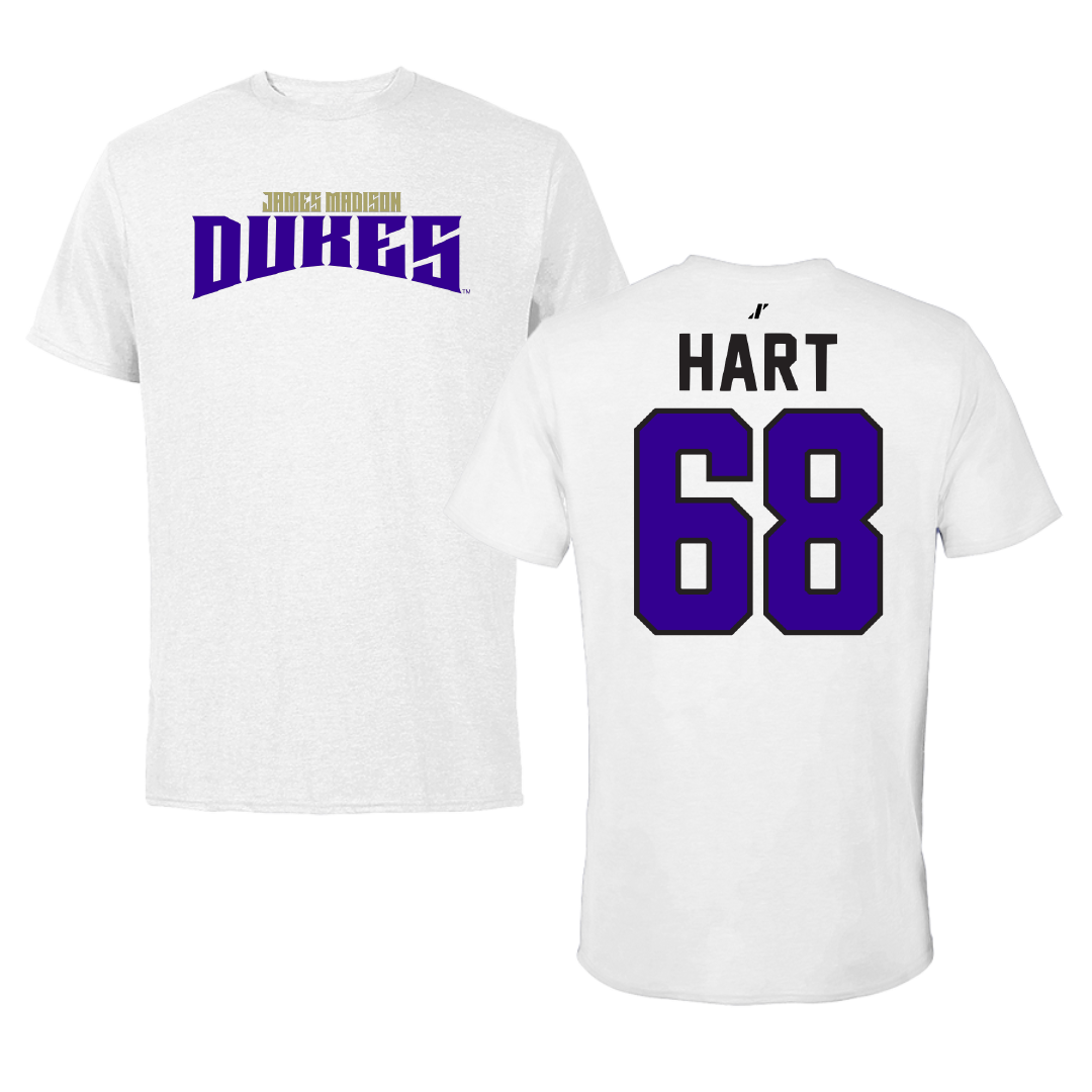 James Madison University Football White Classic Tee - #68 Griffin Hart