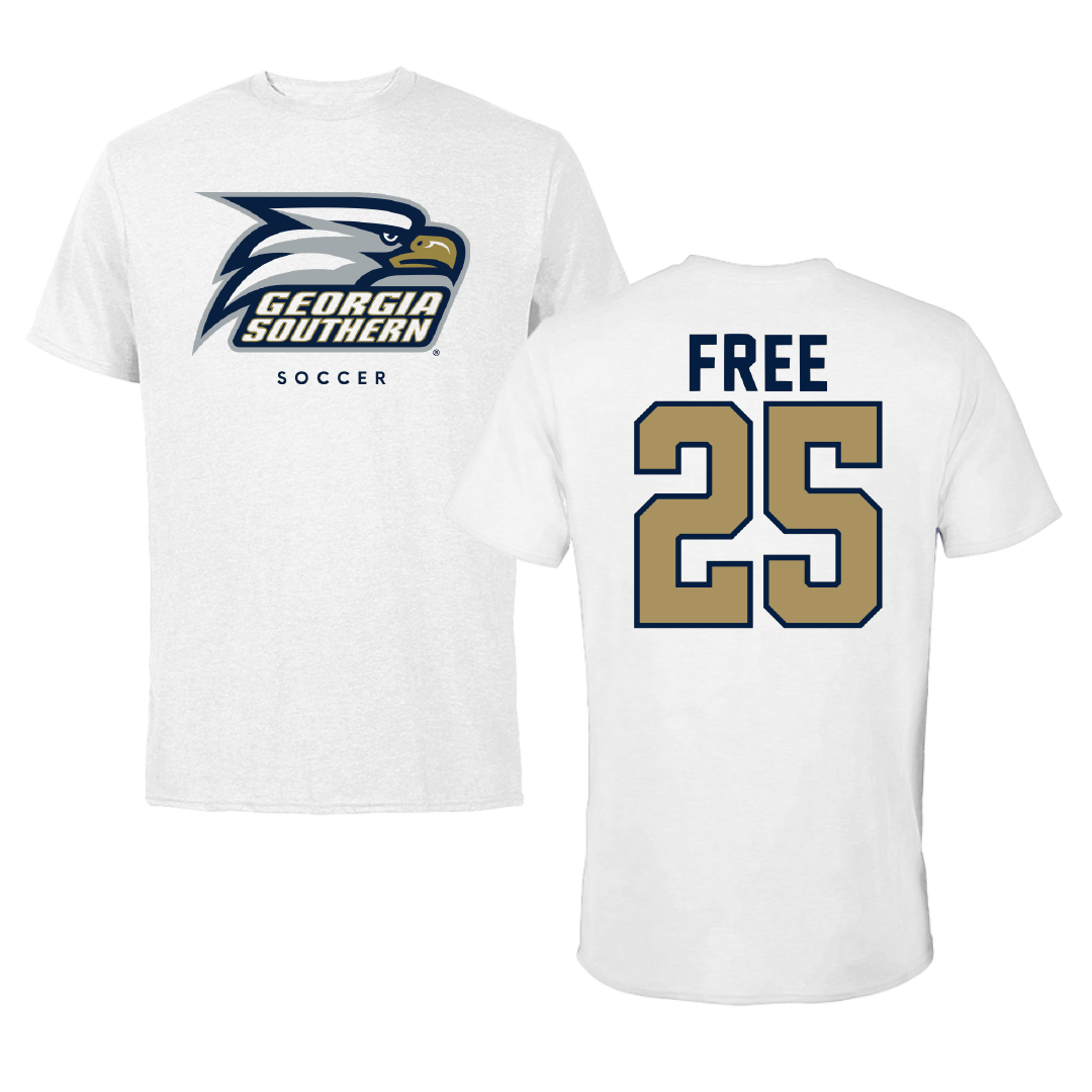 Georgia Southern University Soccer White Performance Tee - #25 Peyton Free