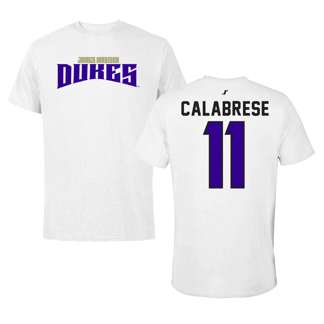 James Madison University Baseball White Classic Tee - #11 Coleman Calabrese
