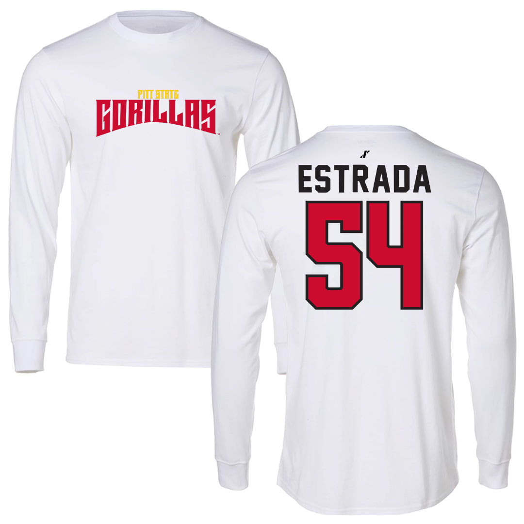 Pittsburg State University Football White Classic Performance Long Sleeve - #54 Kameron Estrada