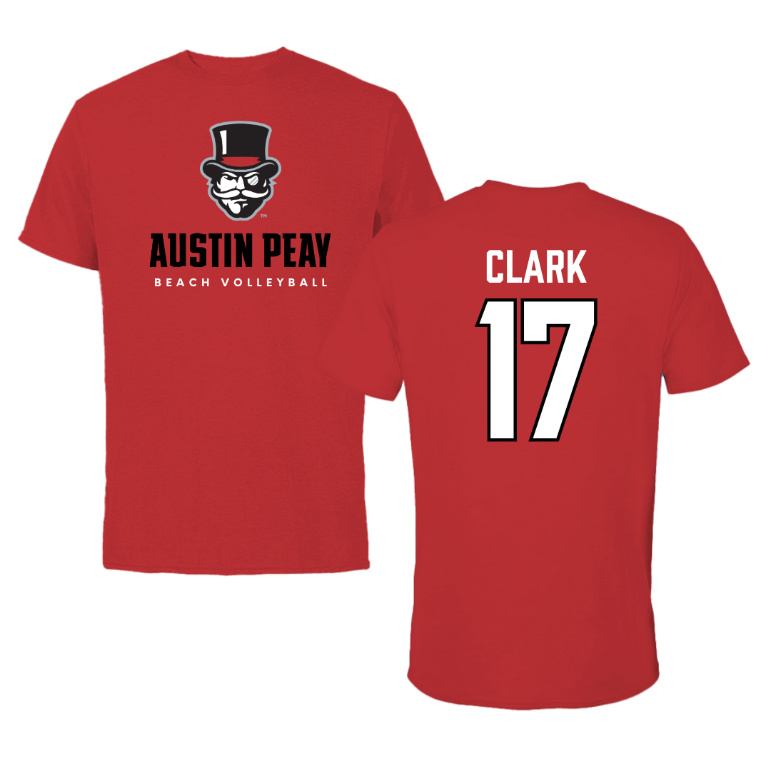 Austin Peay State University Beach Volleyball Red Mascot Performance Tee - #17 Anna Kate Clark
