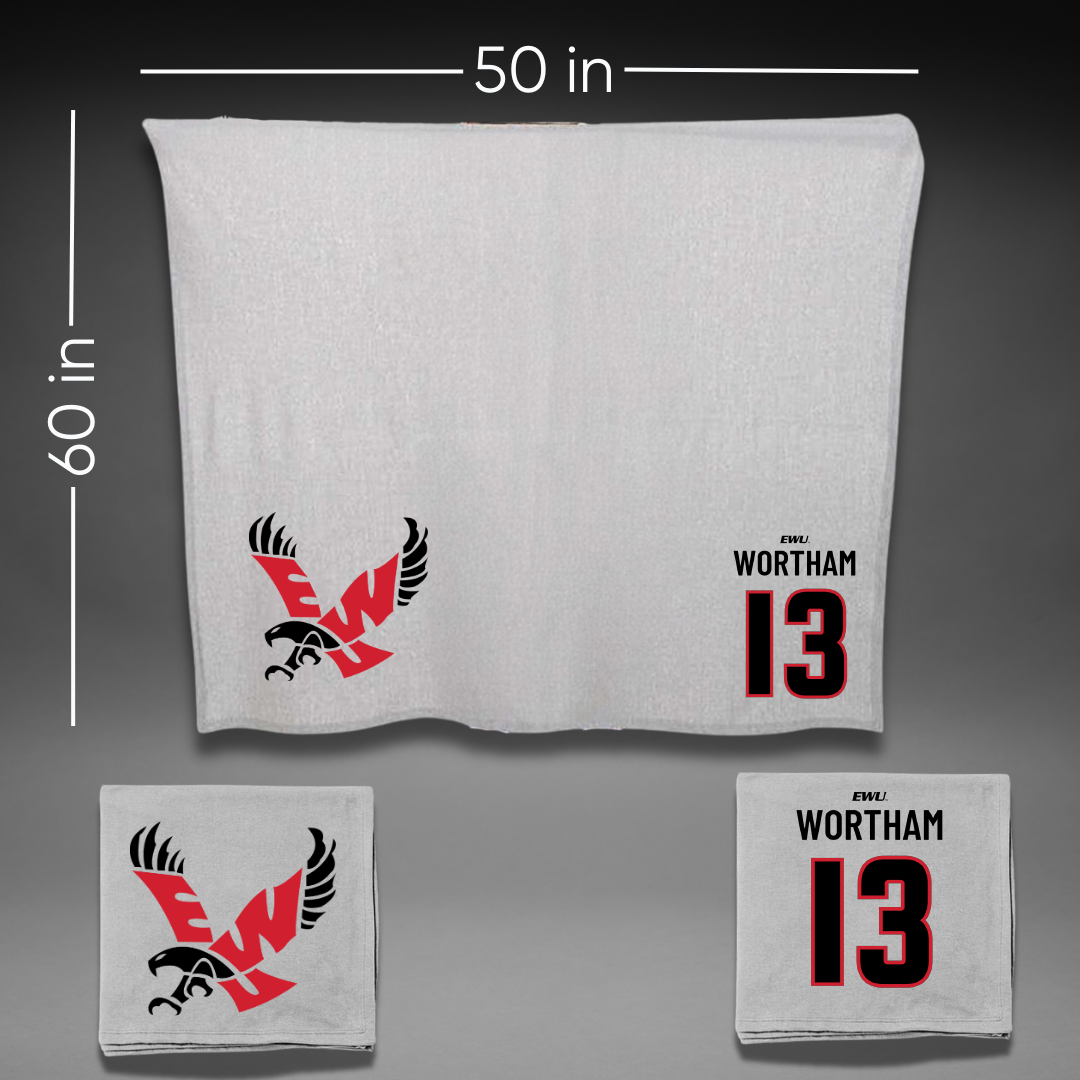 Eastern Washington University Football Gray Blanket - #13 Michael Wortham