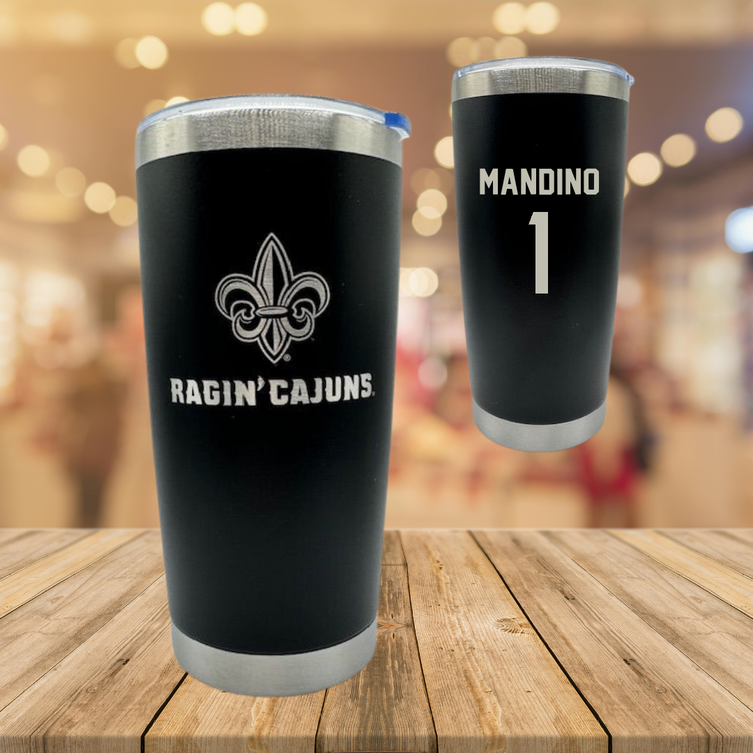 University of Louisiana at Lafayette Baseball Black Stainless Steel Tumbler - #1 Maddox Mandino